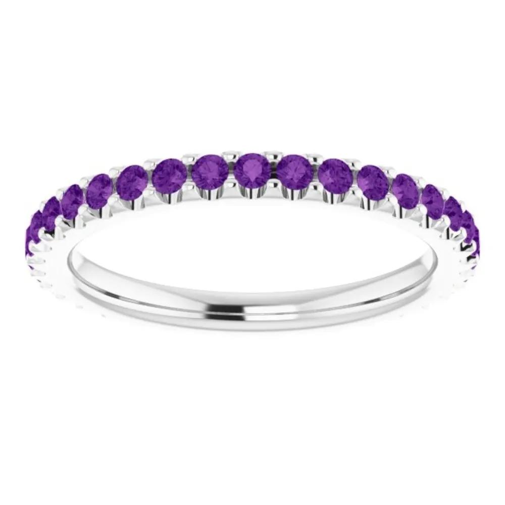 Round Pavé Amethyst Eternity Band