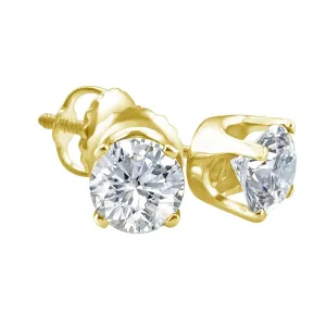 Royale 2 CTW Natural Diamond Stud Earrings in 14KT Yellow Gold