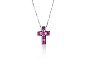 Ruby And Diamond Cross Pendant