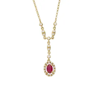 Ruby and diamond drop necklace
