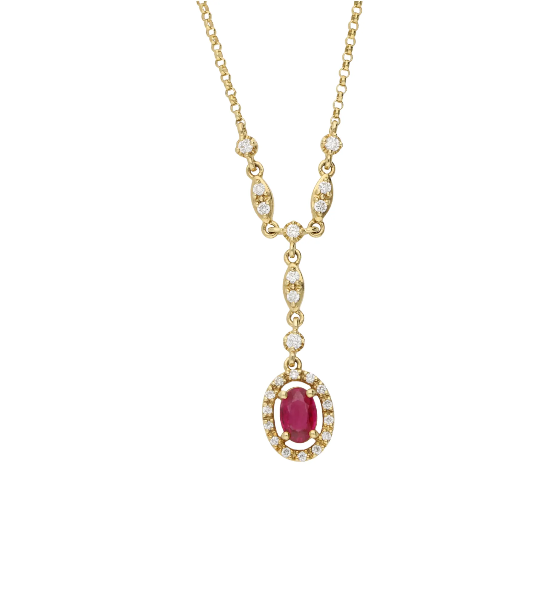 Ruby and diamond drop necklace