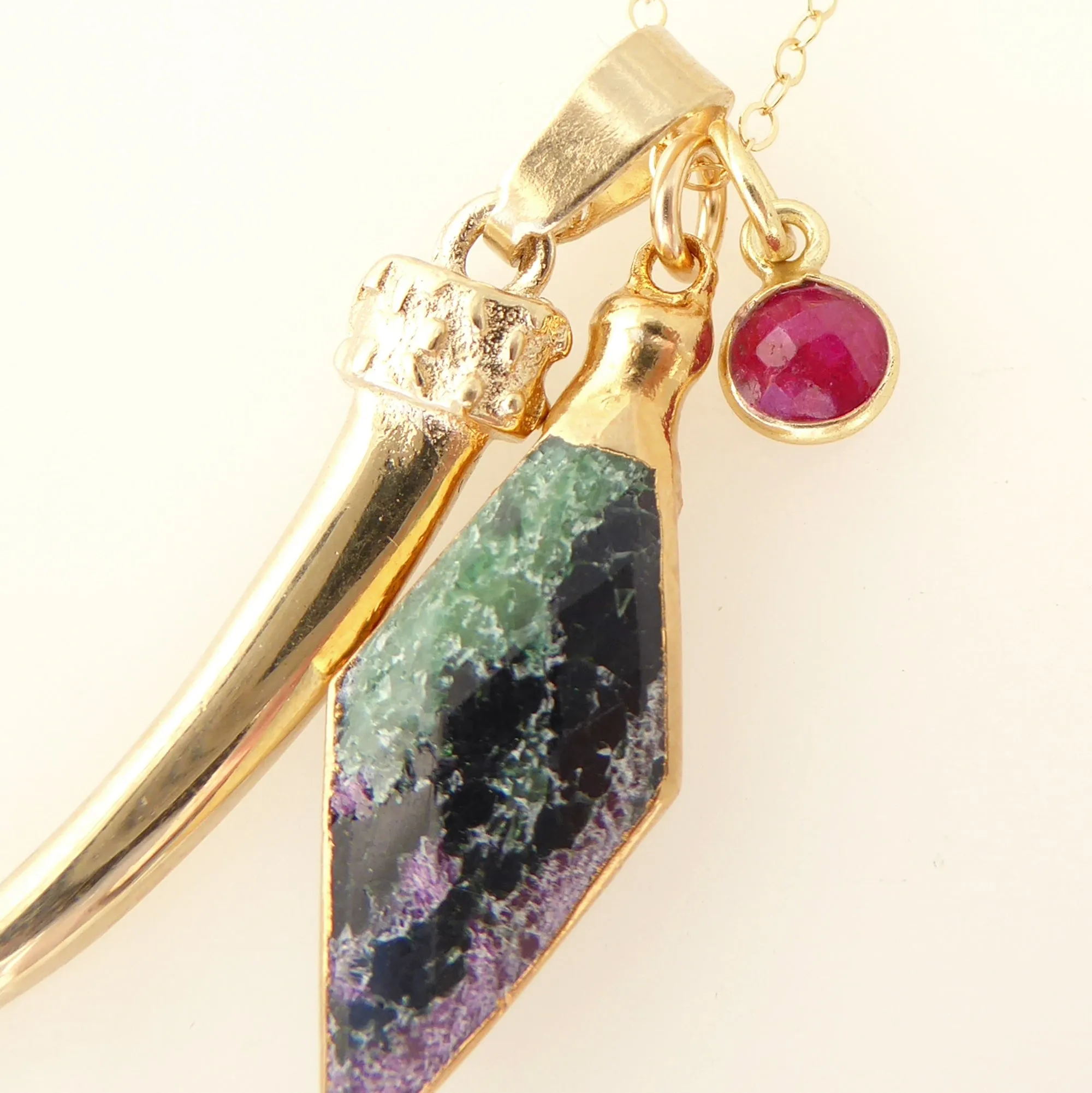 Ruby in zoisite charm necklace