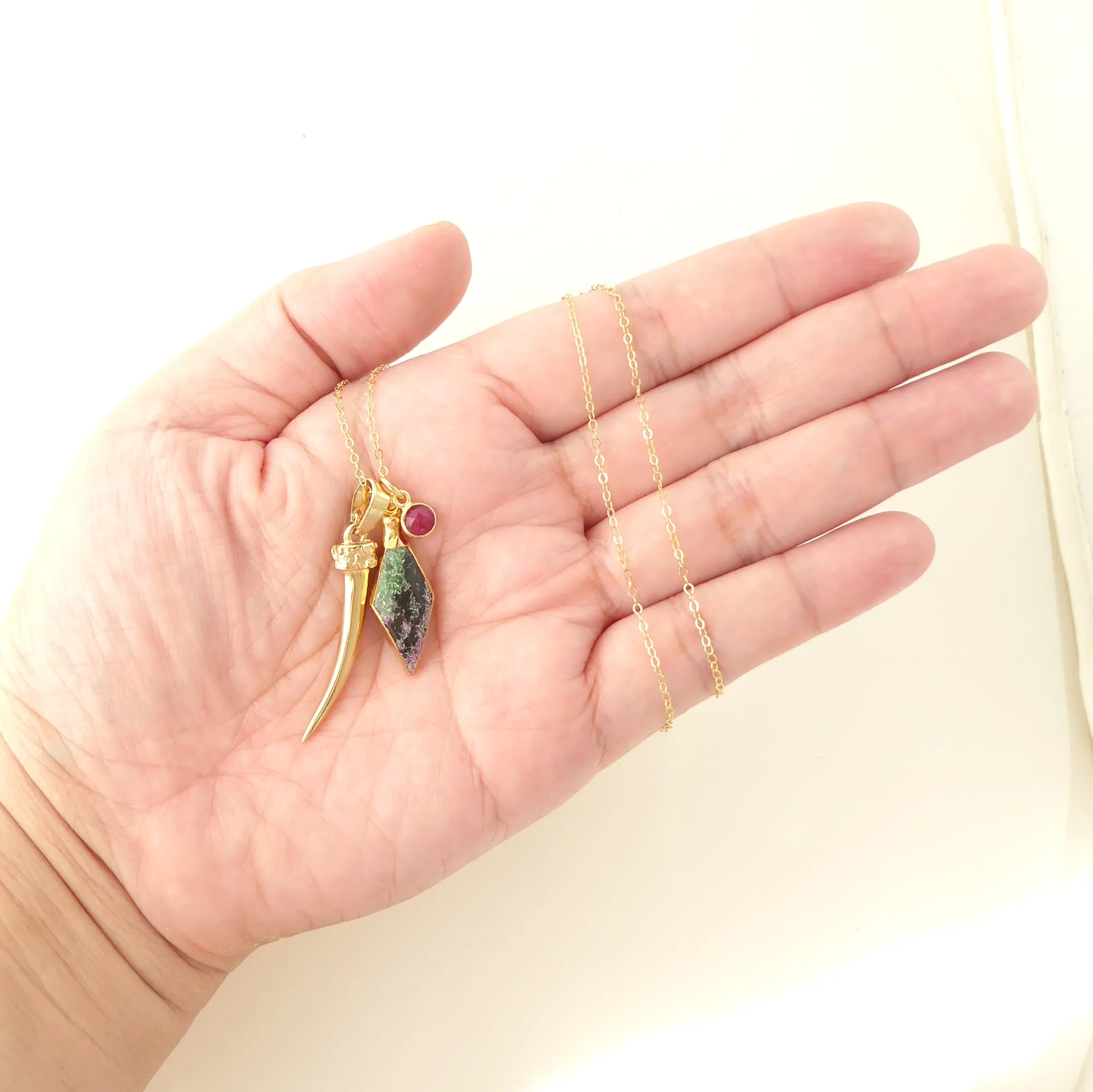 Ruby in zoisite charm necklace