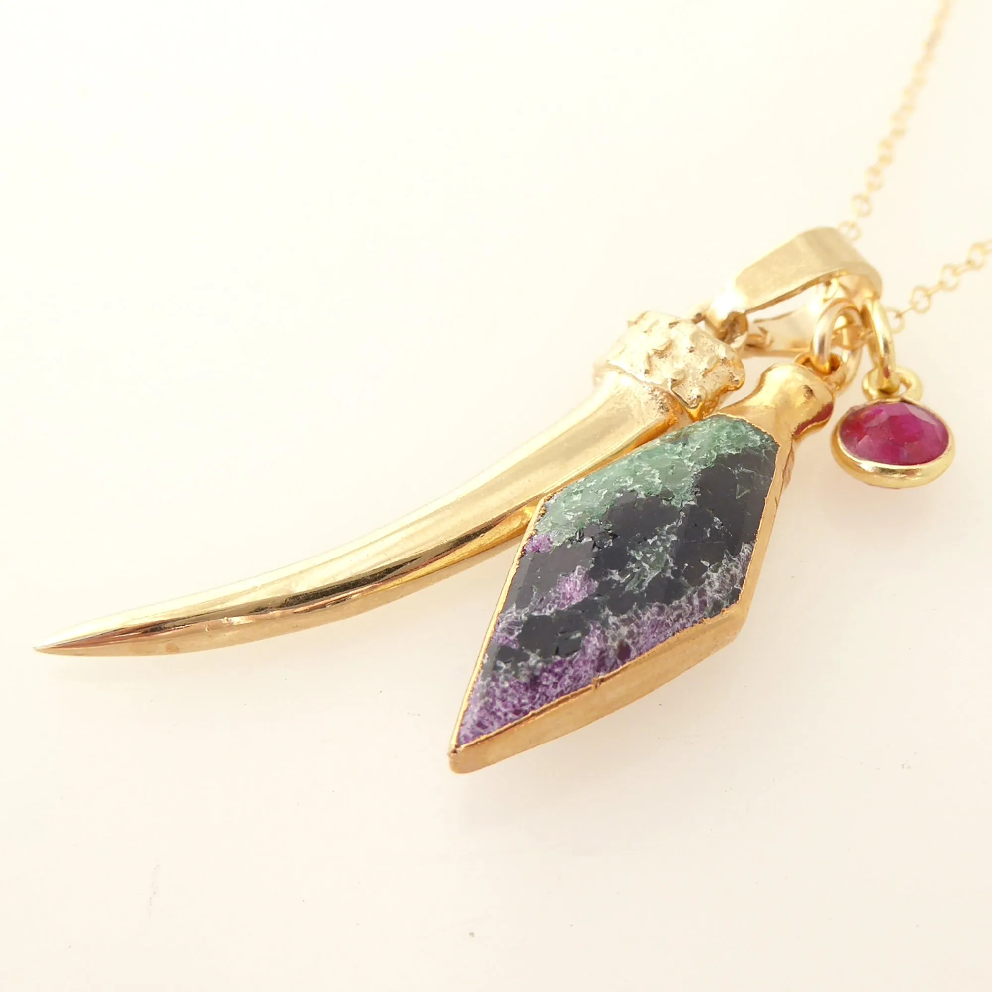 Ruby in zoisite charm necklace