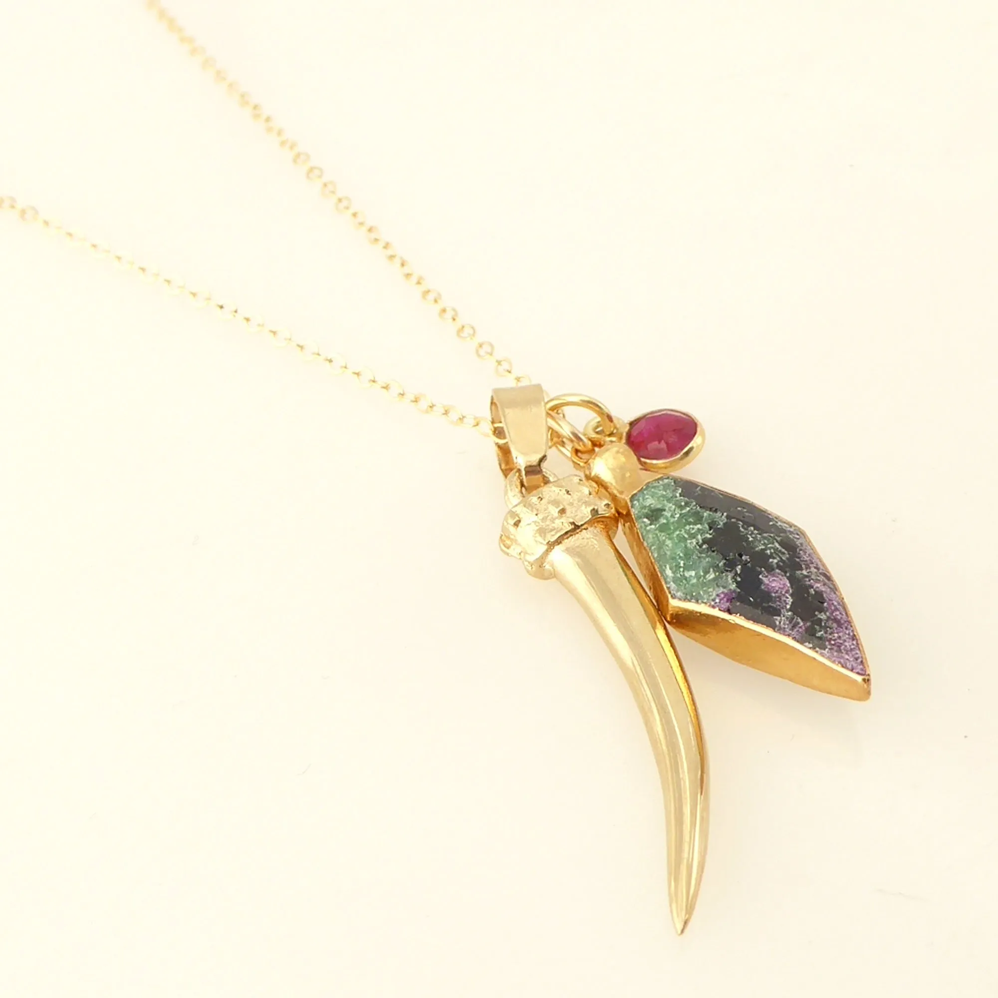 Ruby in zoisite charm necklace