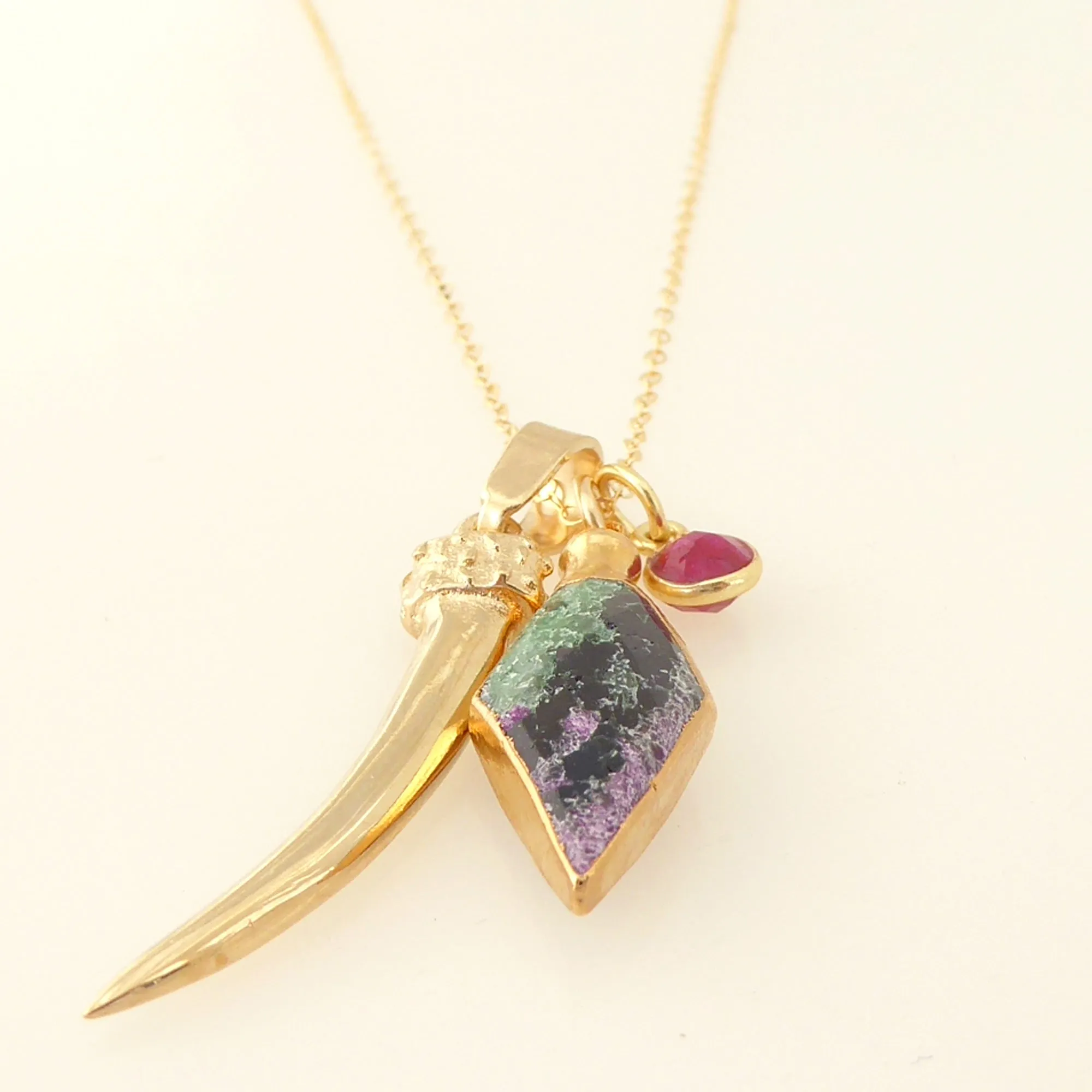 Ruby in zoisite charm necklace