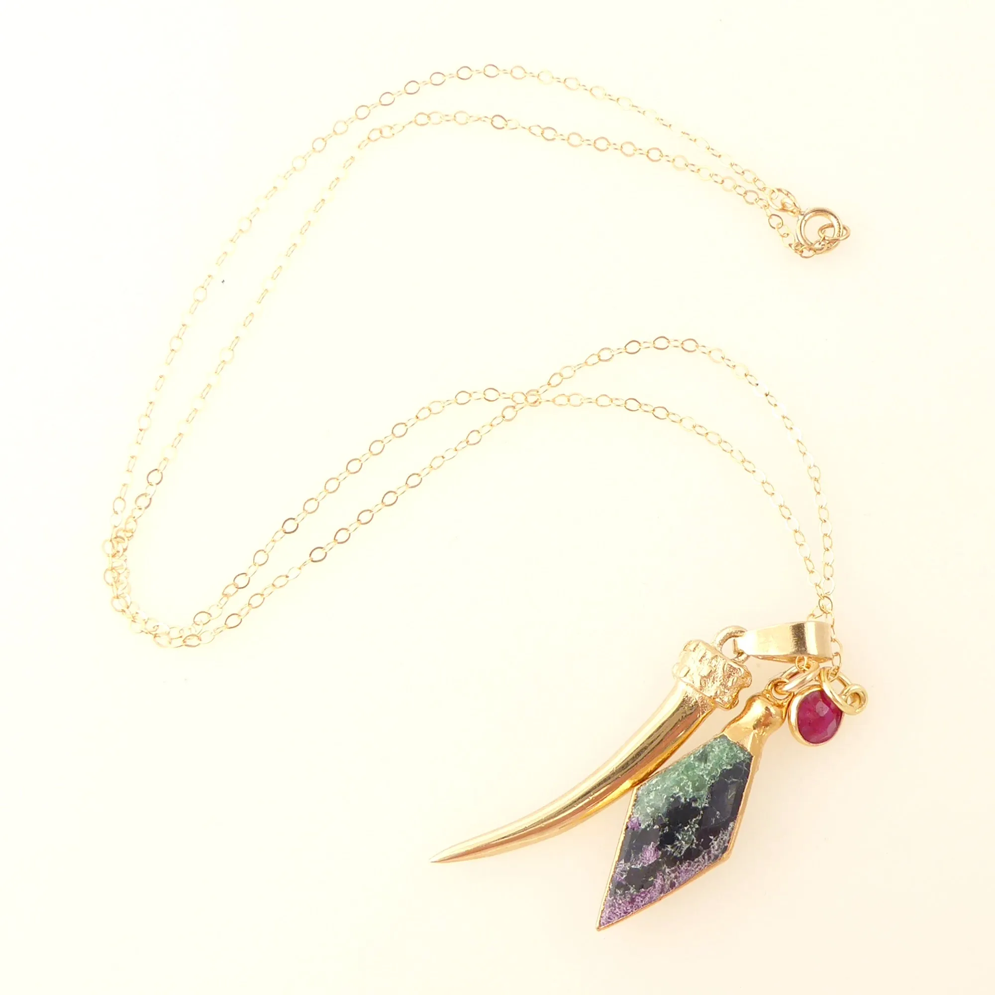 Ruby in zoisite charm necklace