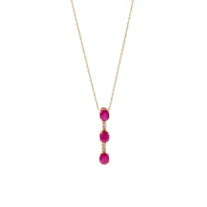 Sabel Collection 14K Yellow Gold Triple Ruby and Diamond Drop Pendant