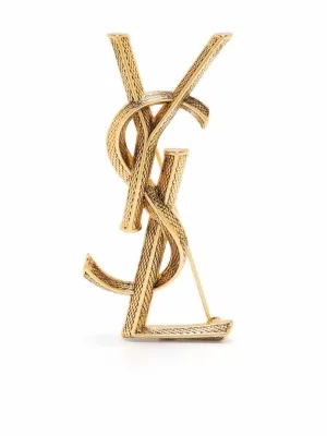 SAINT LAURENT Golden Snake Texture Brooch
