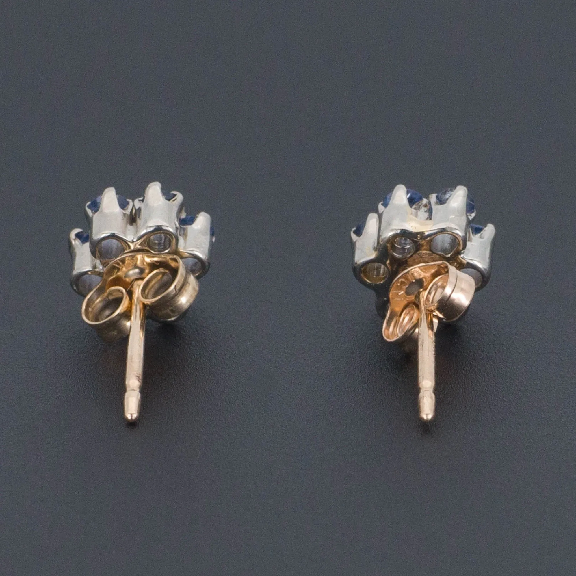 Sapphire & Diamond Flower Earrings | 14k Gold Earrings