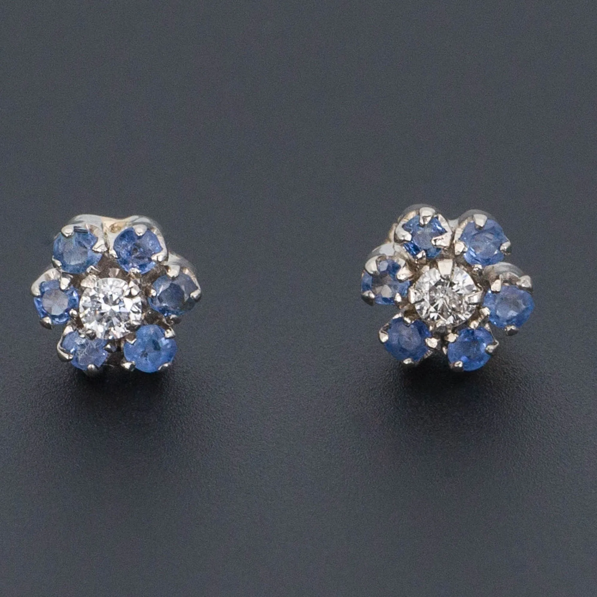 Sapphire & Diamond Flower Earrings | 14k Gold Earrings