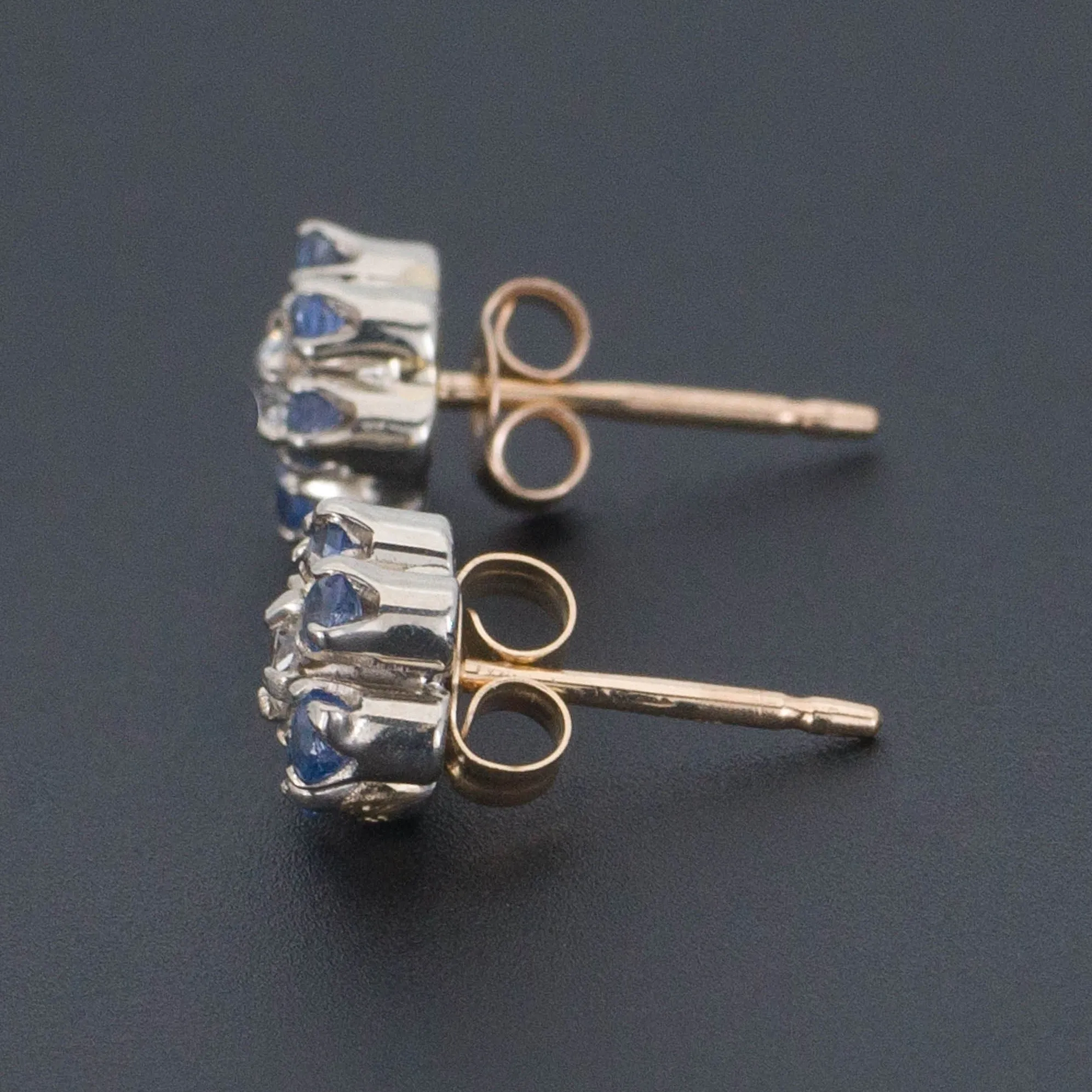 Sapphire & Diamond Flower Earrings | 14k Gold Earrings