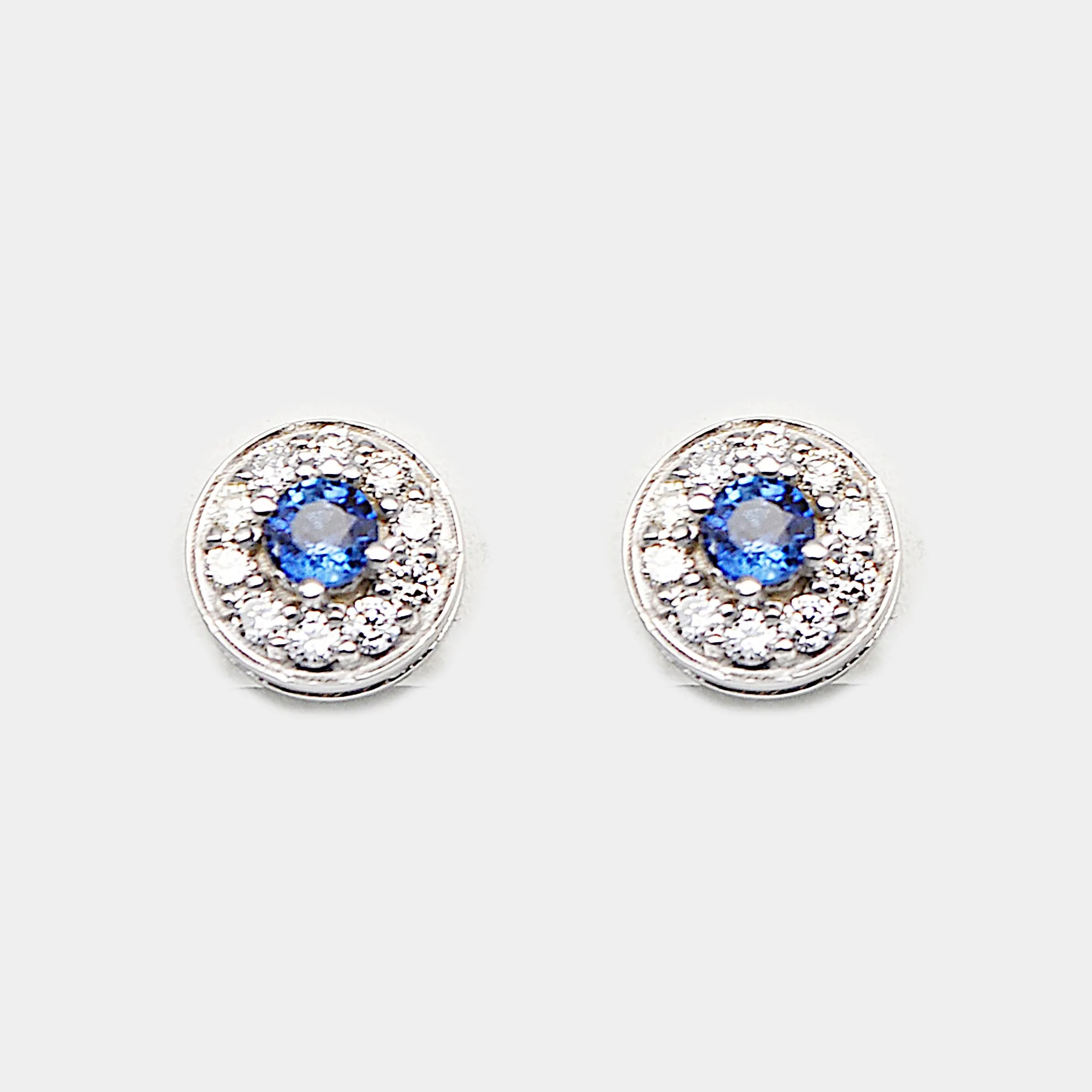 Sapphire & Diamond Halo Earrings