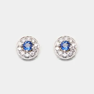 Sapphire & Diamond Halo Earrings