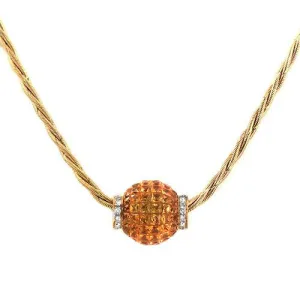 Sapphire & Diamond in a Ball  Pendant Necklace In 18k Yellow Gold