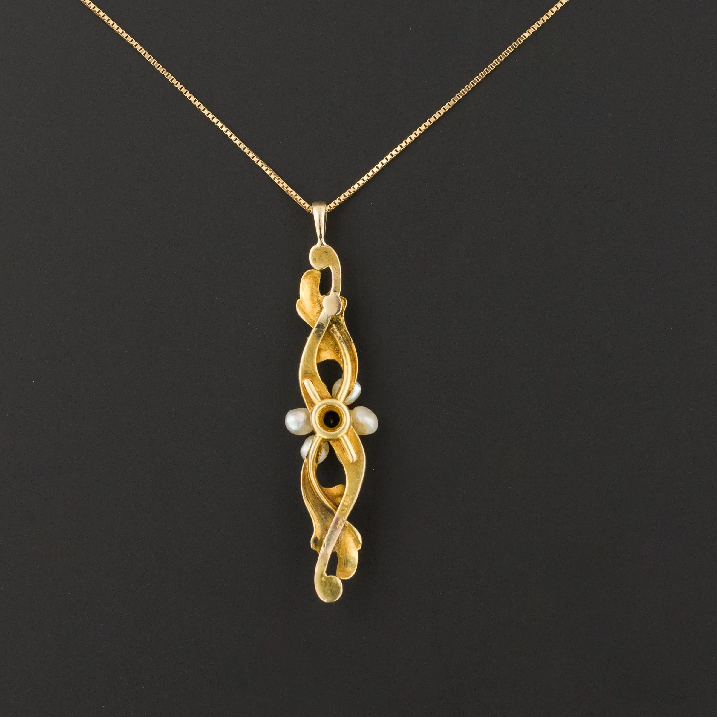 Sapphire & Pearl Flower Pendant | Antique Pin Conversion