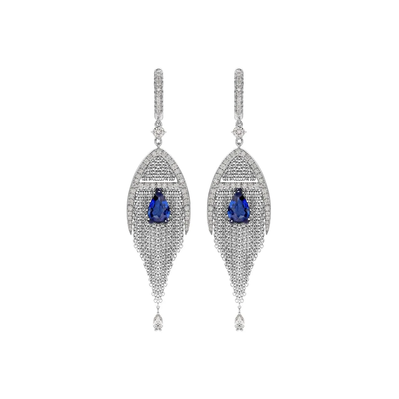 Sapphire and Diamond 18K White Gold Earrings
