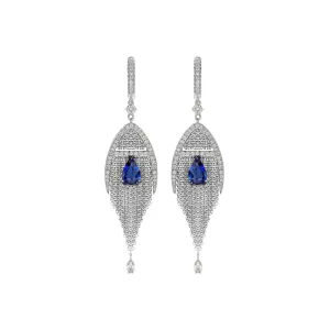 Sapphire and Diamond 18K White Gold Earrings