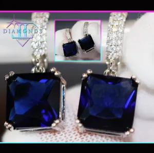 Sapphire Diamond Earrings | Blue Diamond Earrings | Sapphire Earrings