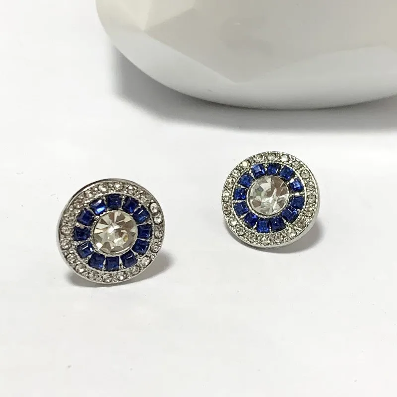 Sapphire Men's Stud Earrings Jewelry Unisex