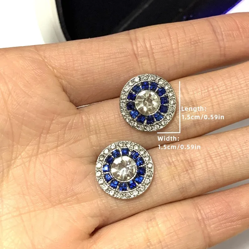 Sapphire Men's Stud Earrings Jewelry Unisex