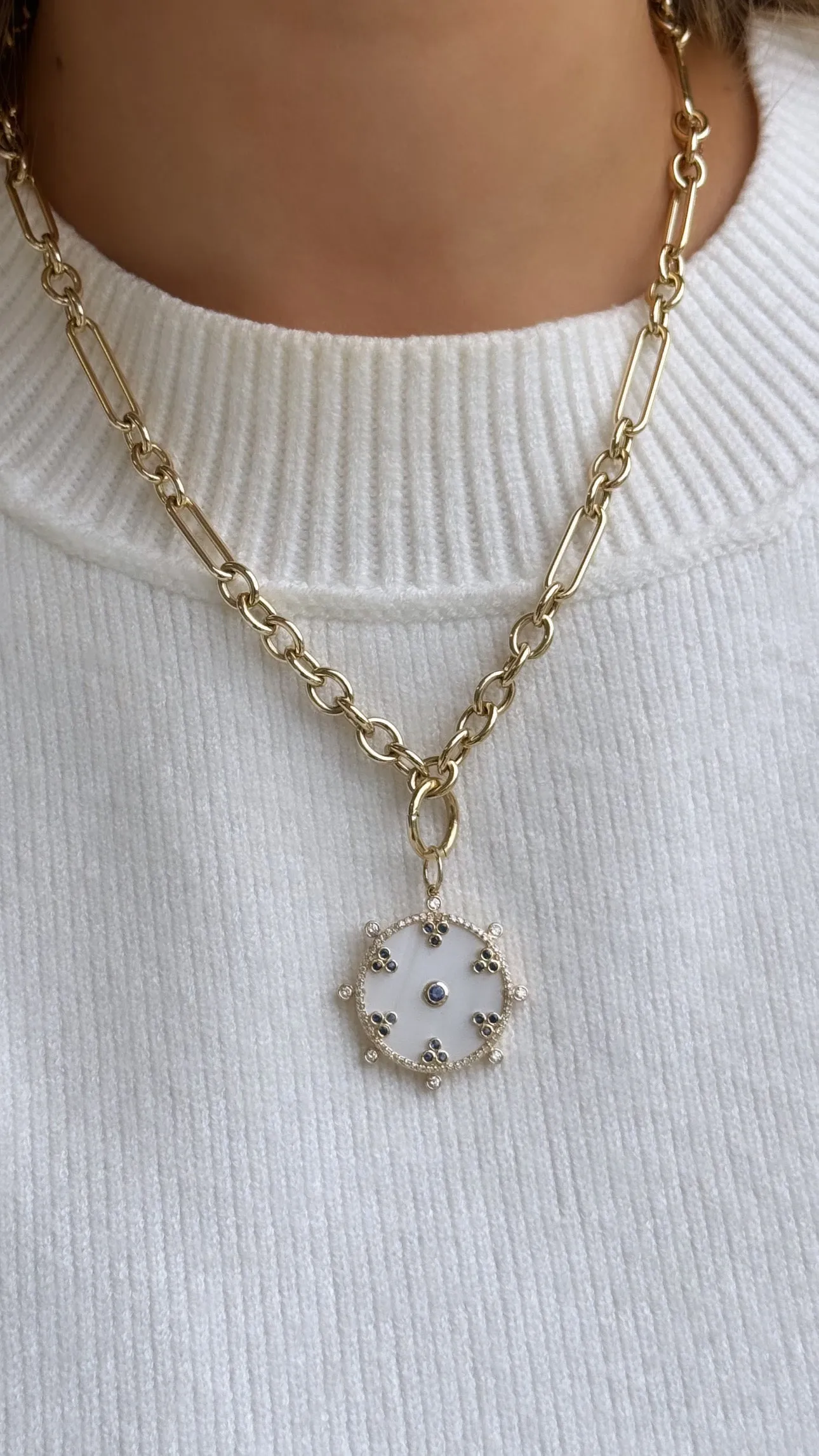 Sapphire Mother of Pearl Charm