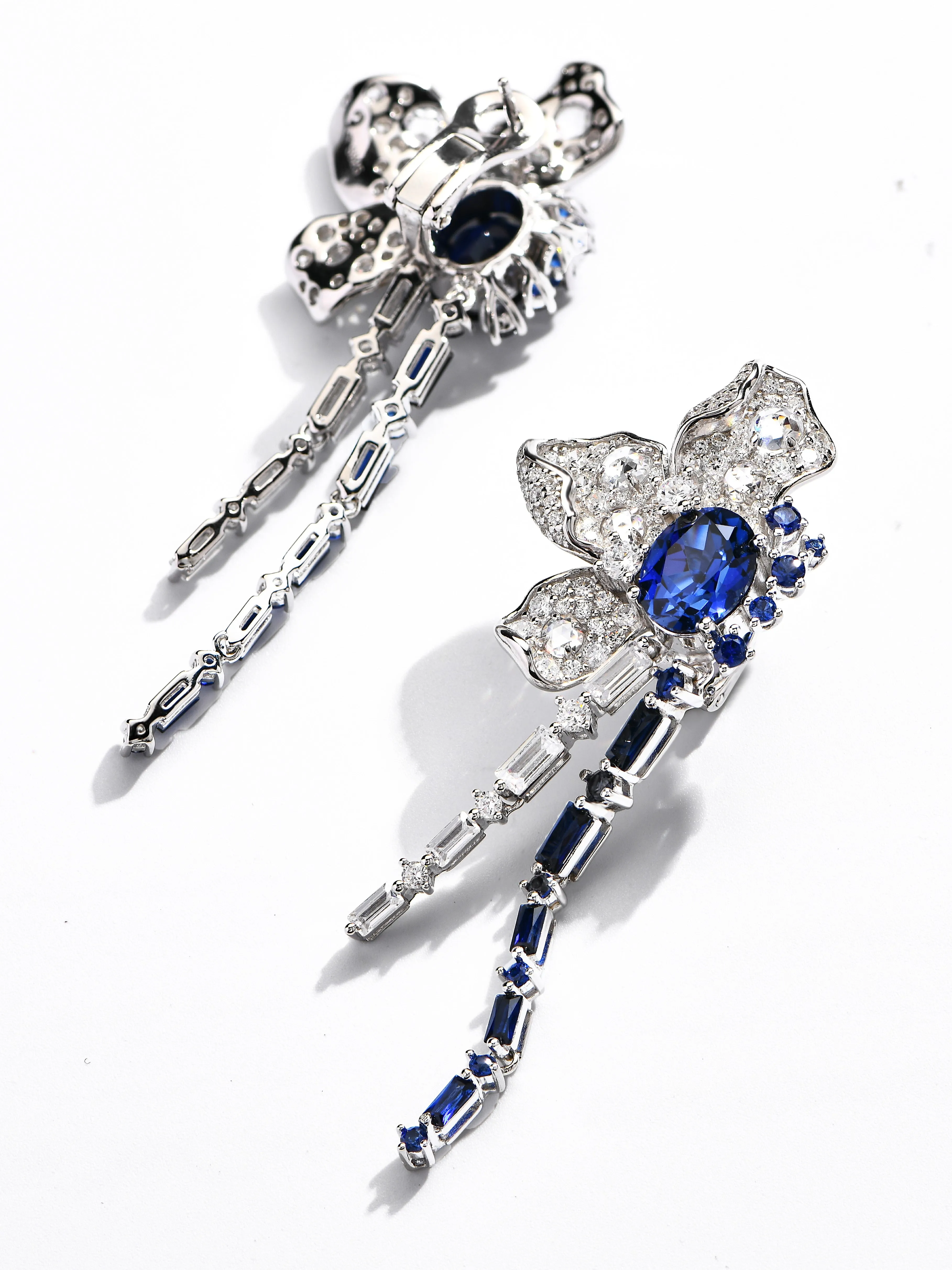 Sapphire Two-tone Waterfall Earrings