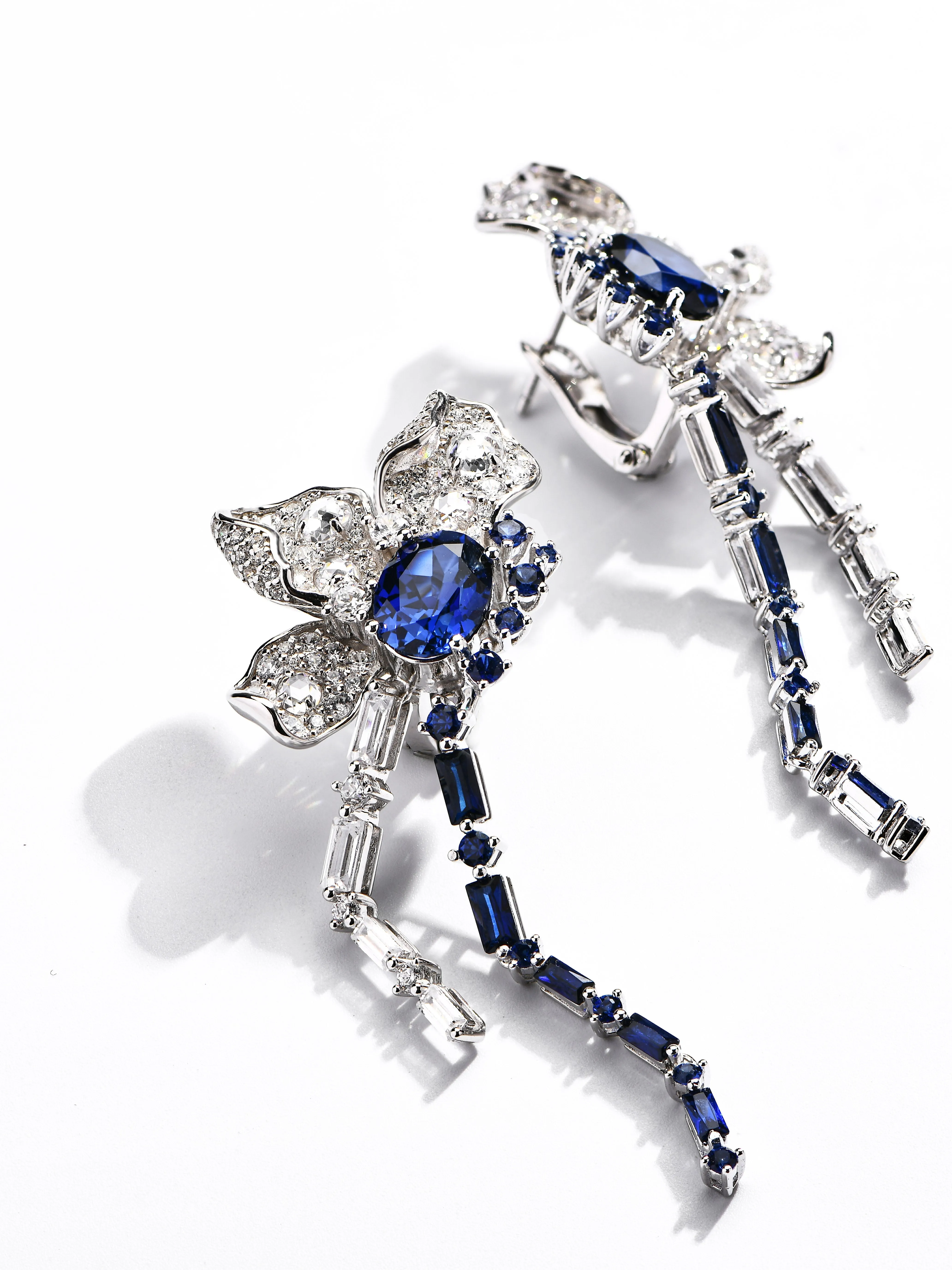 Sapphire Two-tone Waterfall Earrings