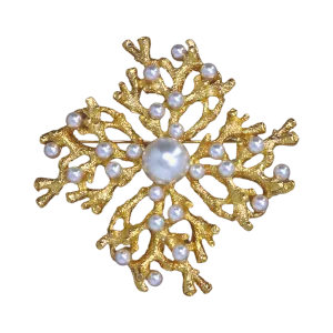 Satin Gold & Pearls Branch Pin
