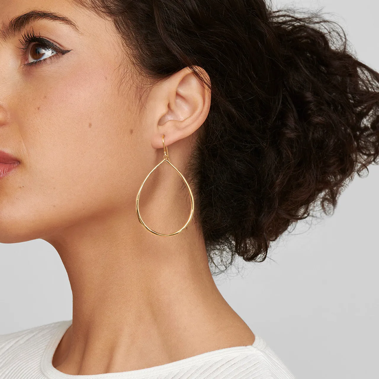 Sculpted Open Teardrop Earrings in 18K Gold