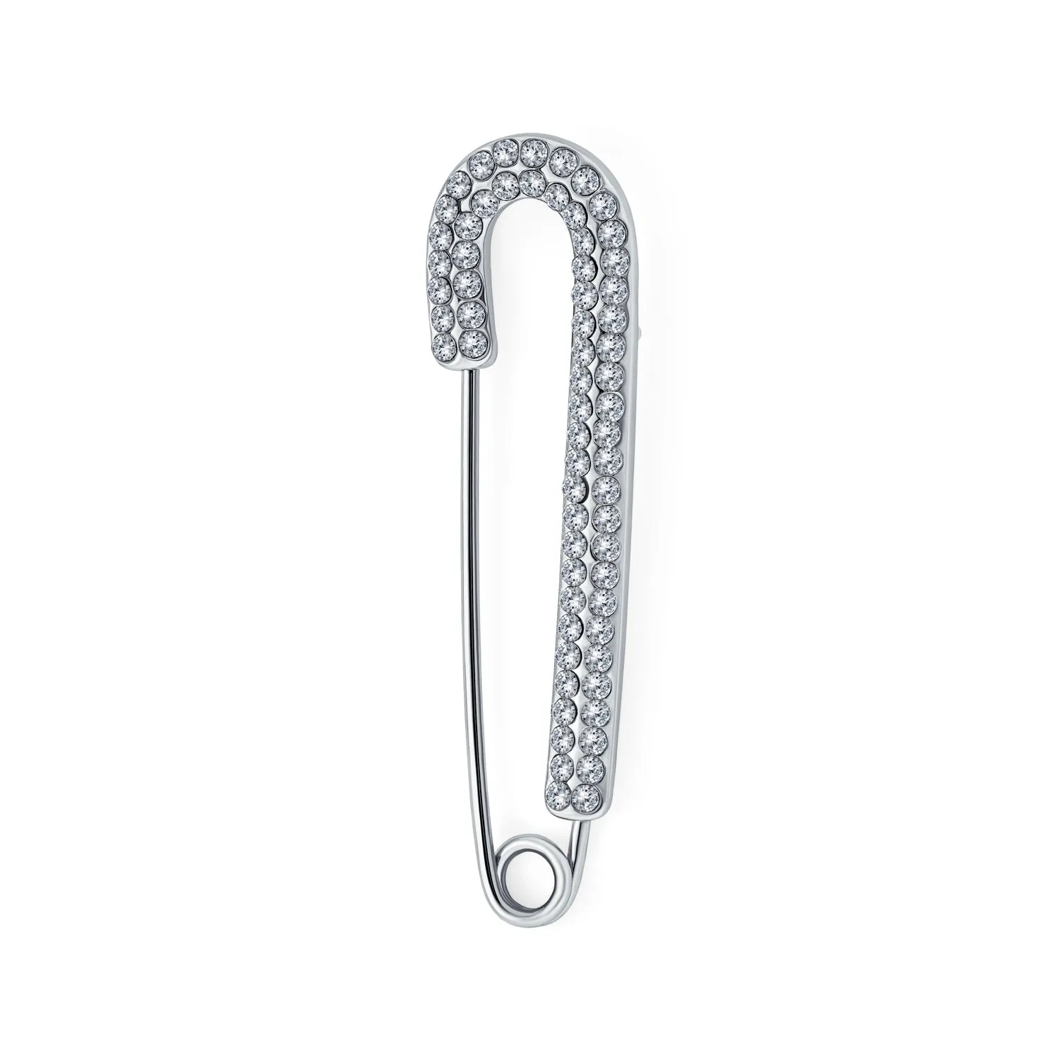 Set of 2 Crystal Candy Cane Safety Pin Brooch Pin Gold Silver Plated 2 Inch