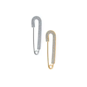 Set of 2 Crystal Candy Cane Safety Pin Brooch Pin Gold Silver Plated 2 Inch