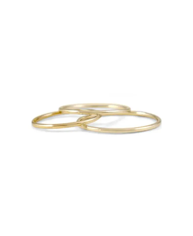 Set of 3 Thin Yellow Gold Rings