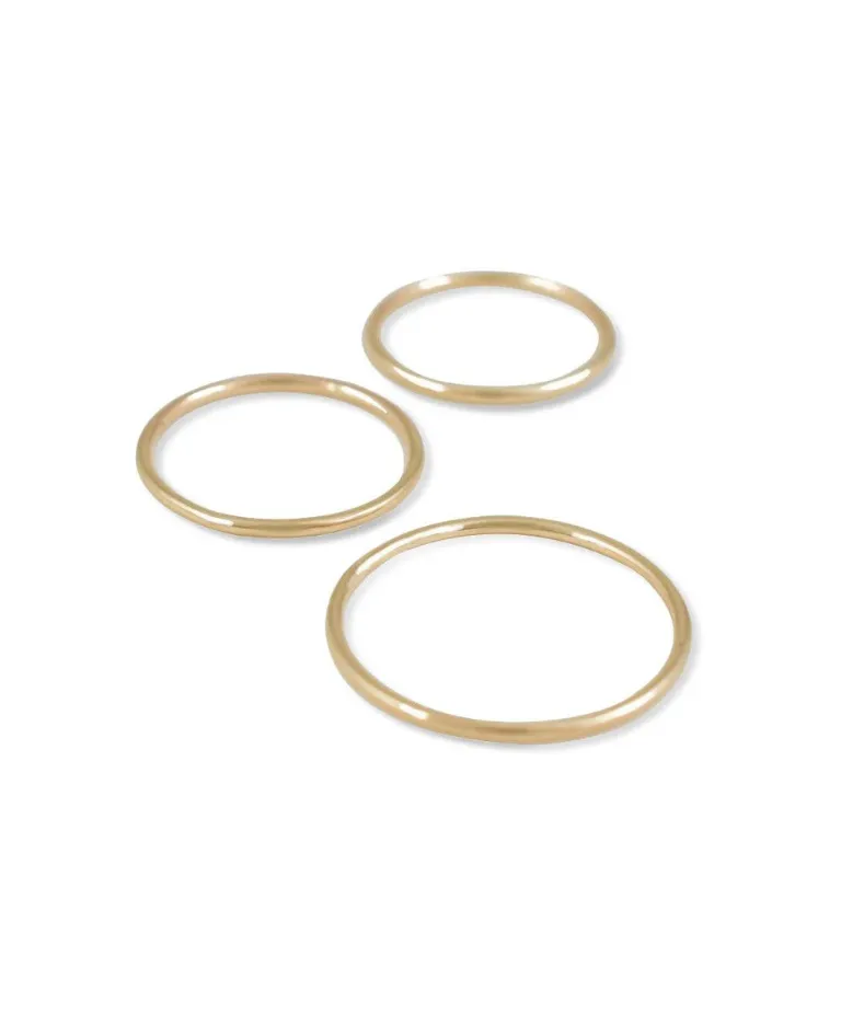 Set of 3 Thin Yellow Gold Rings