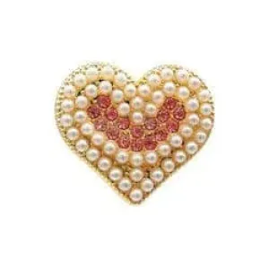 Shoe charm brooch - Heart pearls on gold