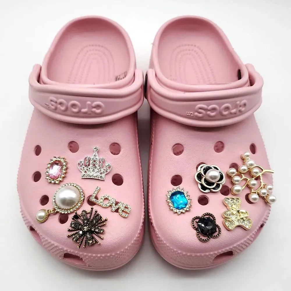 Shoe charms - 2 rope stars gold with pearl inserts