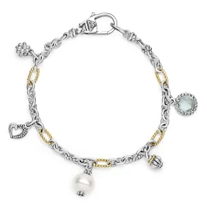 Signature Caviar Two-Tone Pearl and Prasiolite Charm Bracelet
