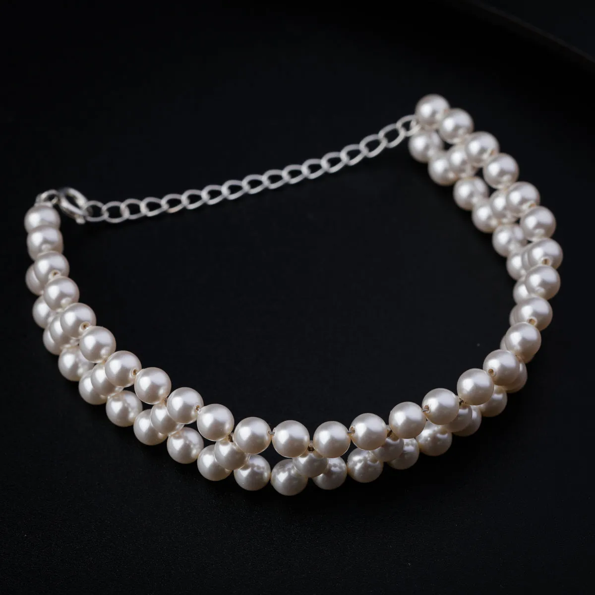 Silver Pearl Beaded Bracelet