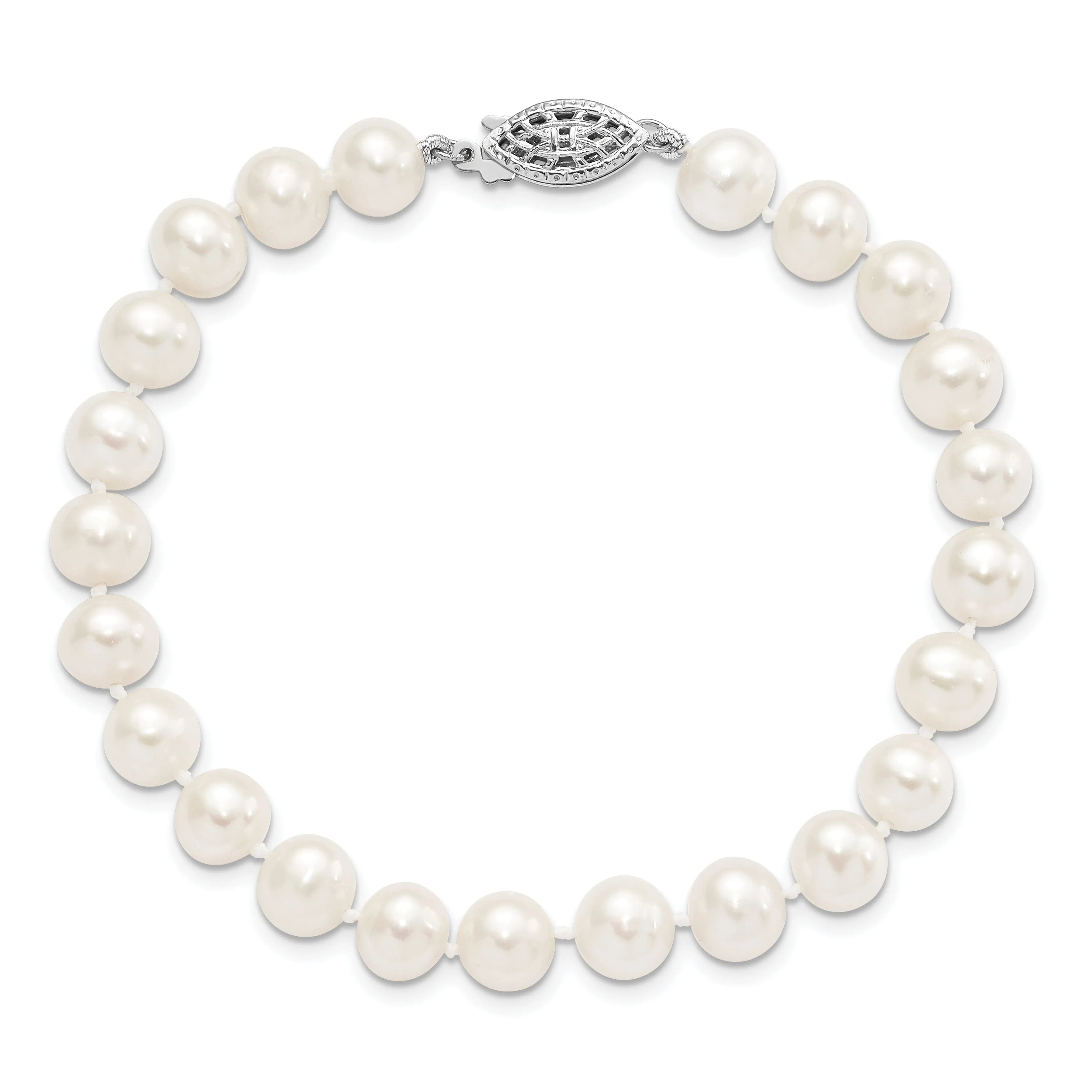 Silver White Freshwater Cultured Pearl Bracelet