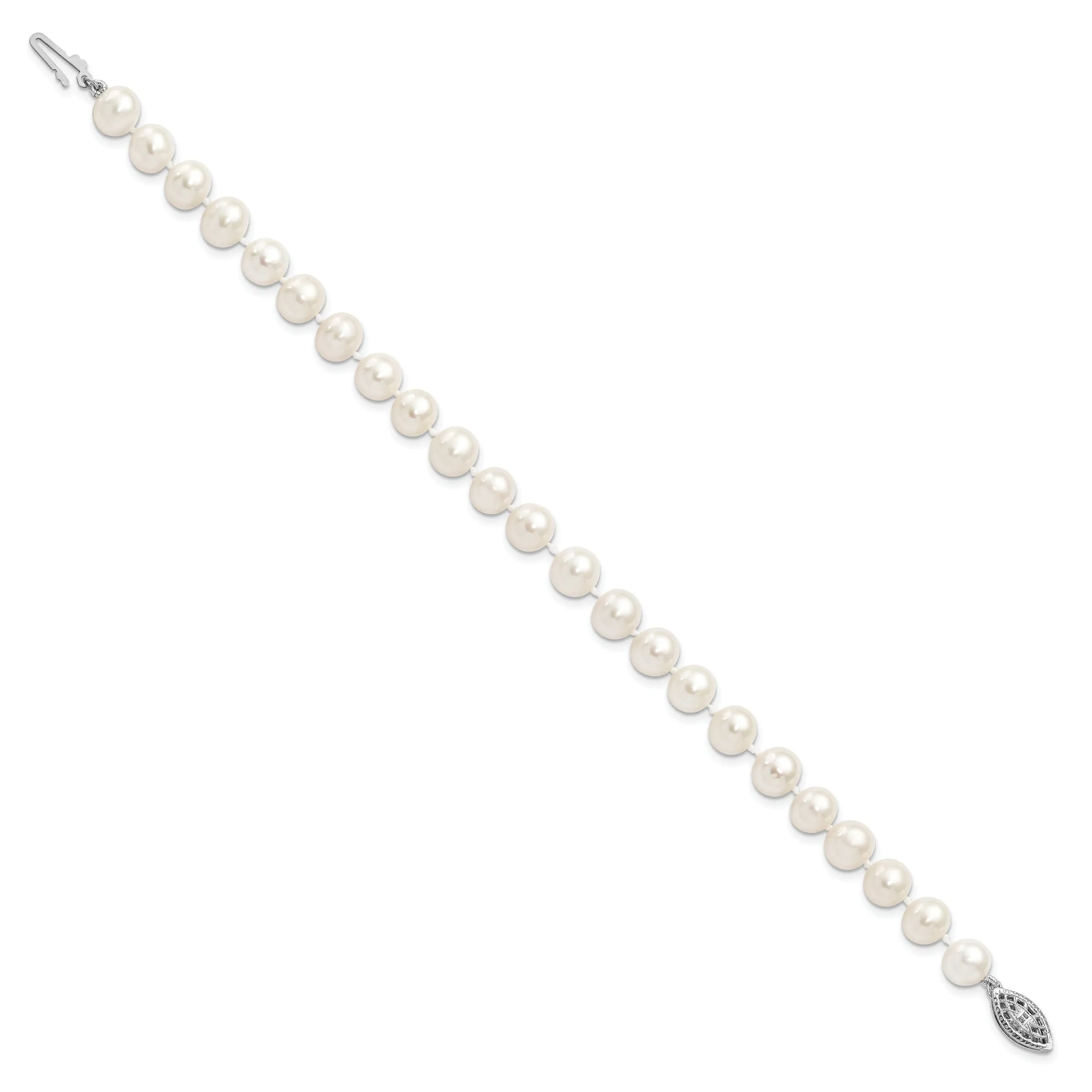 Silver White Freshwater Cultured Pearl Bracelet
