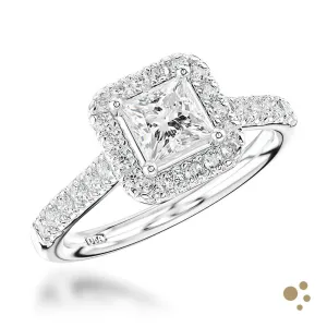Skye Princess Halo 0.40ct Diamond Platinum Ring