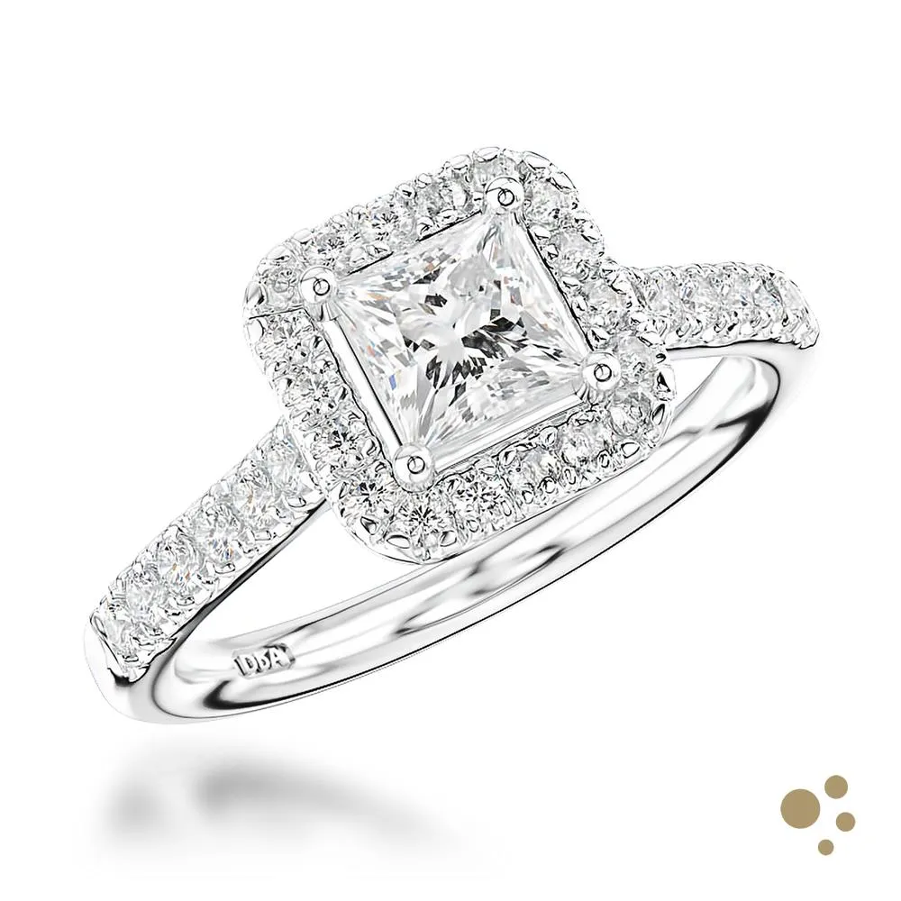 Skye Princess Halo 0.40ct Diamond Platinum Ring
