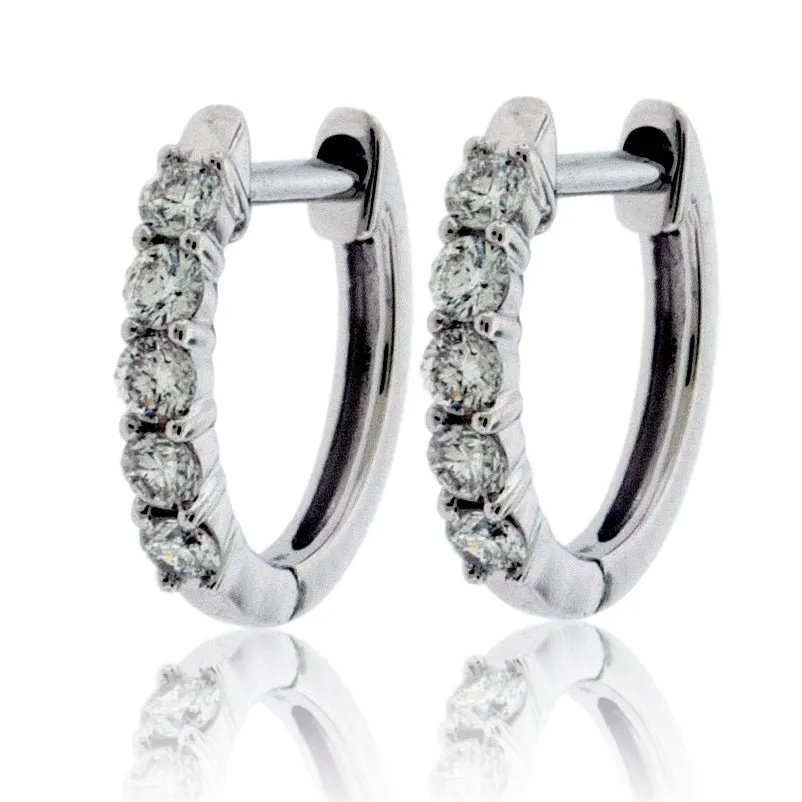 Small Diamond Huggie Hoop Style Earrings