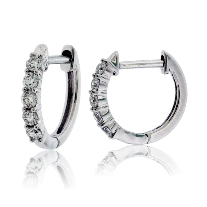 Small Diamond Huggie Hoop Style Earrings