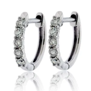 Small Diamond Huggie Hoop Style Earrings