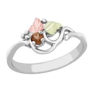 Smokey Quartz Foliage - Sterling Silver Black Hills Gold Ring
