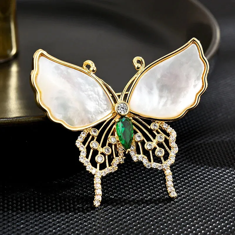 Snowflake Pearl Crystal Brooch