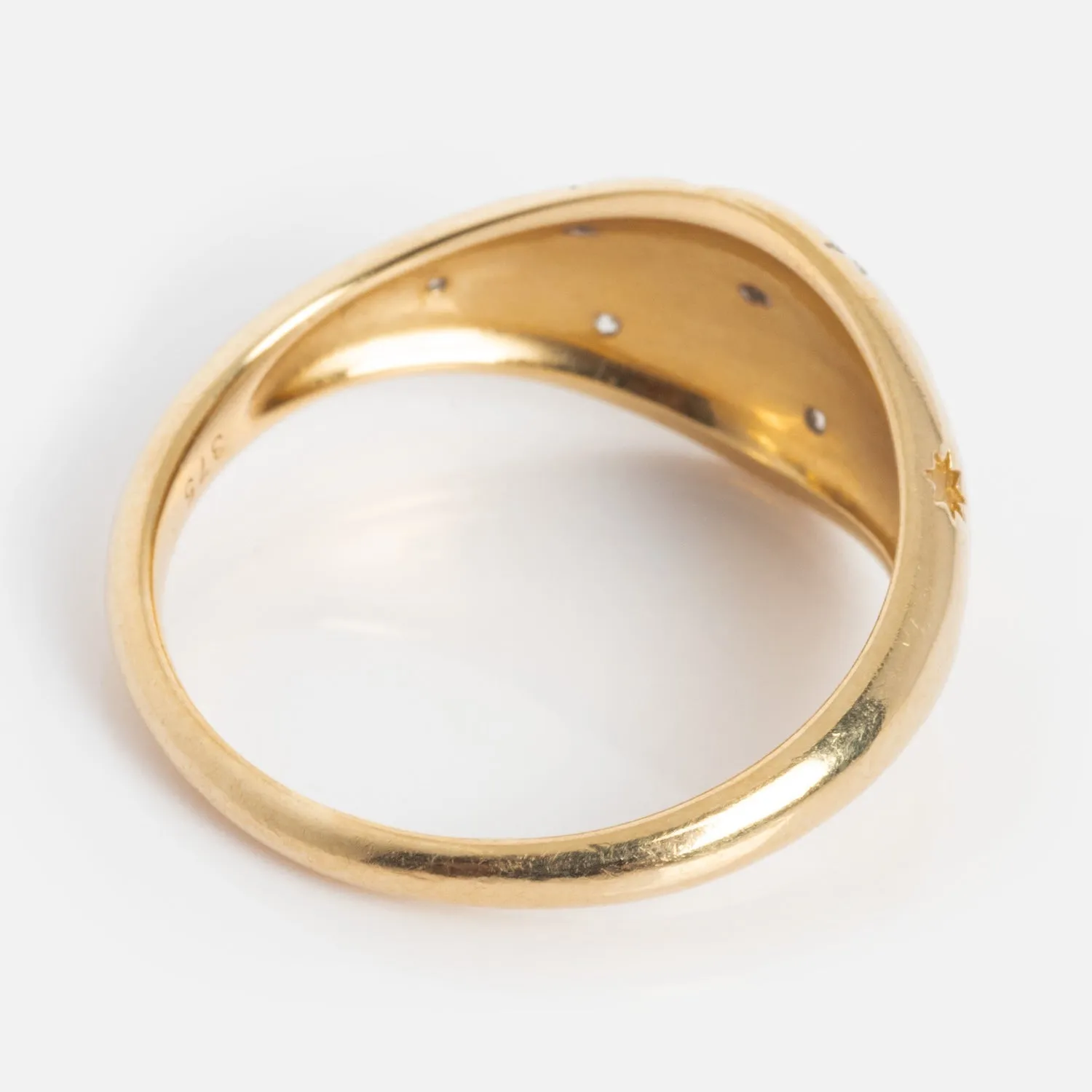 Solid Gold Star Crossed Dome Pinky Ring