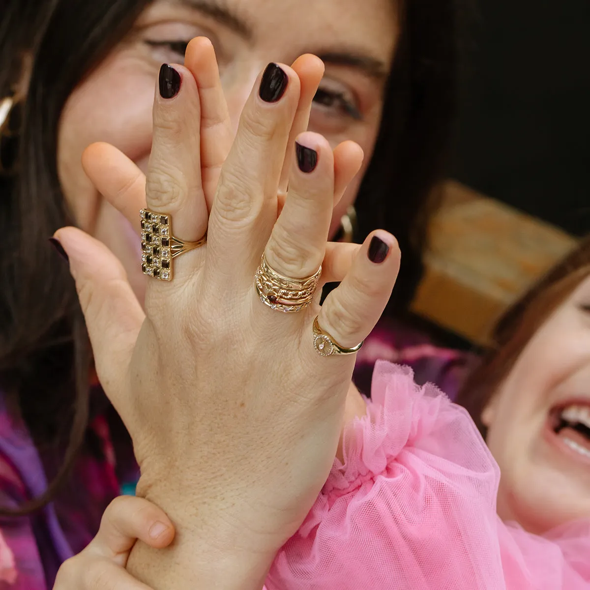 Solid Gold Textured Chain Link Ring