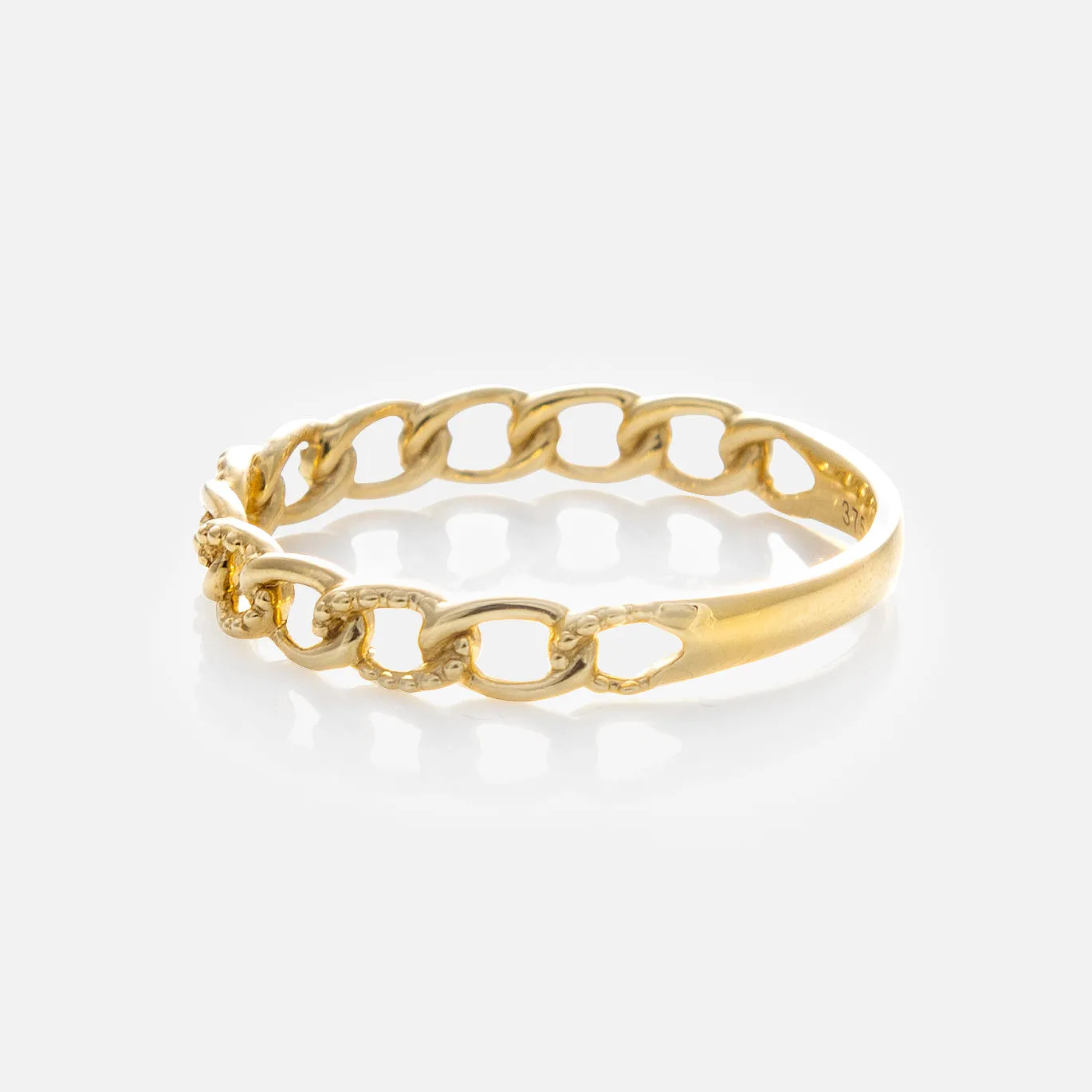 Solid Gold Textured Chain Link Ring